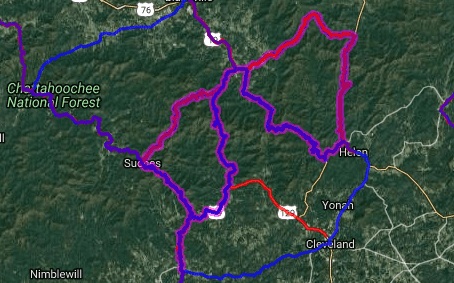 Best biking road in Georgia - North Georgia 8 Loop - Dahlonega - Suches - Helen