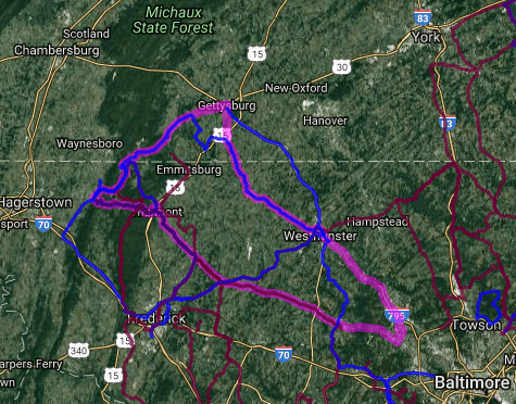 Best motorcycle road in Maryland - Randallstown - Gettysburg - Smithburg