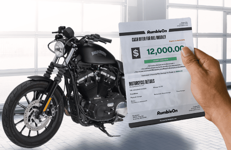 RumbleOn provides cash offers for motorcycles trade-in value